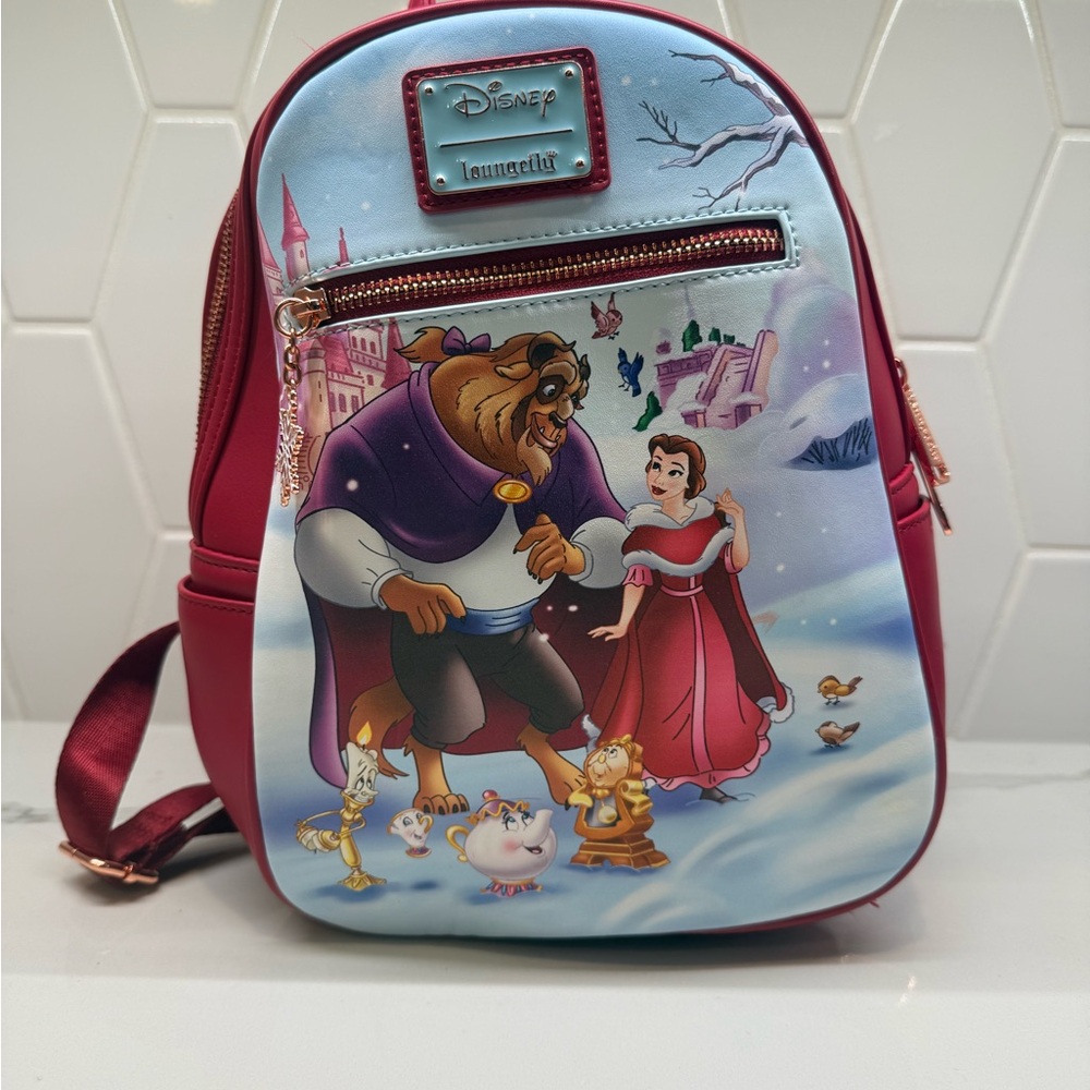 Loungefly Beauty and the Beast Backpack - Red and Blue